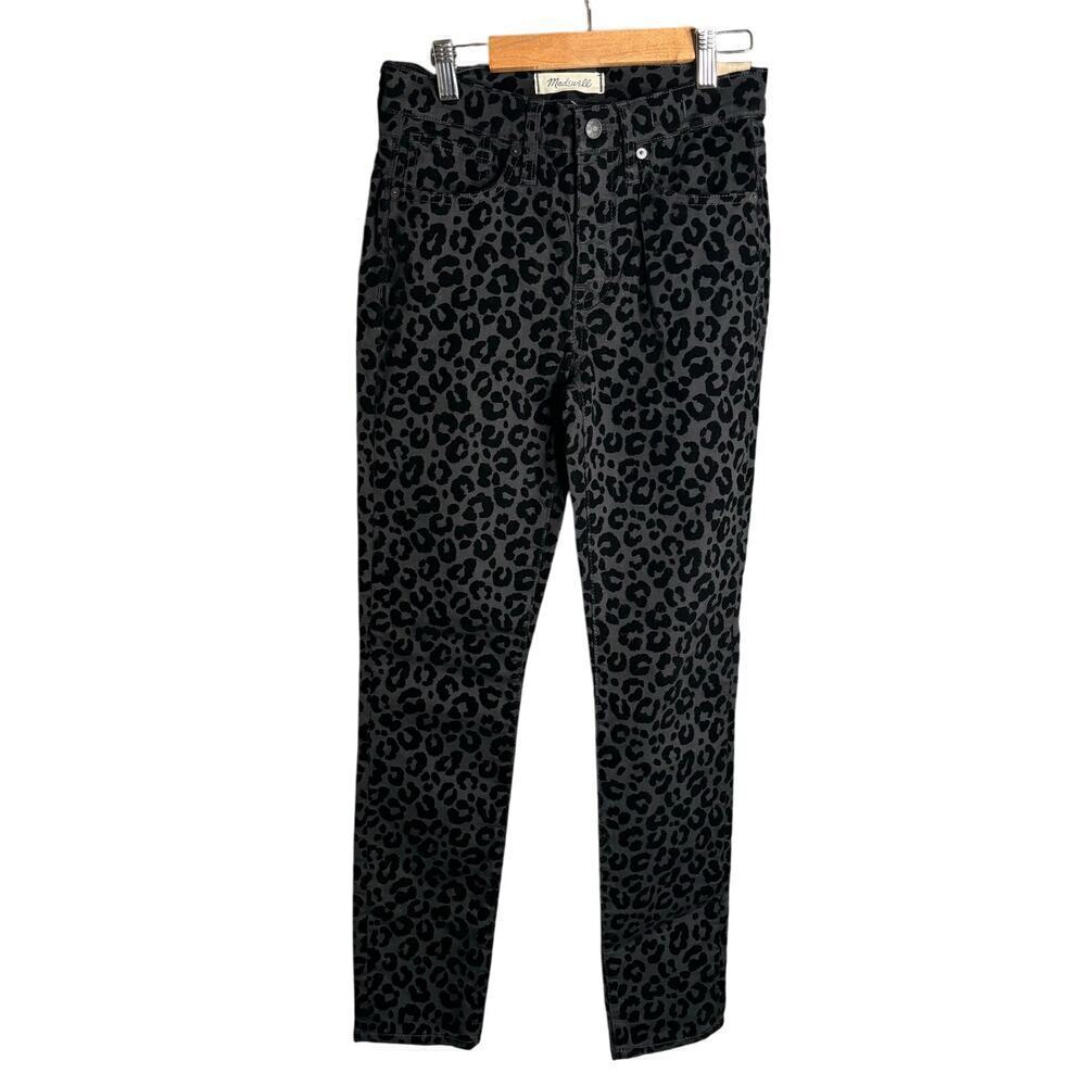 Madewell 9" Mid Rise Skinny Jeans Flocked Leopard Edition Size 24 - Picture 5 of 7